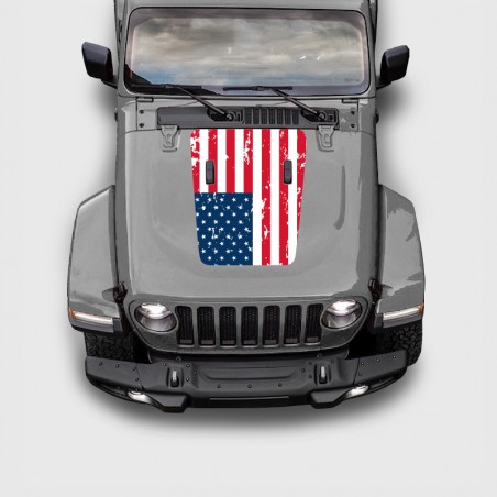 USA Flag Stickers For Jeep Wrangler Hood