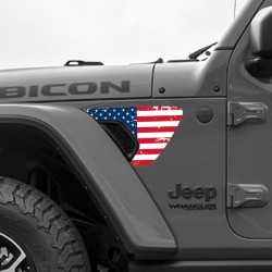 USA Flag decal for Jeep Wrangler Front side