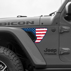 USA Flag with border decal for Jeep Wrangler Front side