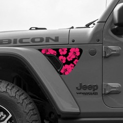 Stickers Fleurs hawaïenne Lateral Avant Jeep Wrangler