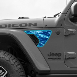 Water surface with border decal for Jeep Wrangler Front side
