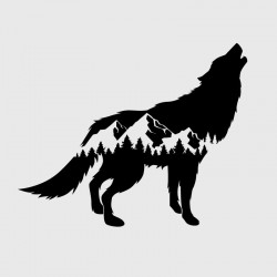 Wolf Mountain and Forest decal for Jeep