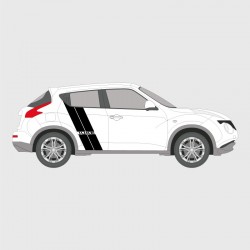 Voiture Nissan Juke stickers bandes double verticales avec logo latéral