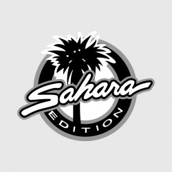 Black & white Sahara Edition round logo stickers for Jeep