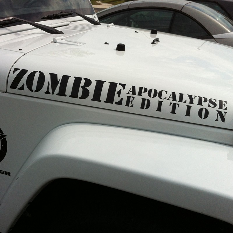 Adhesive Zombie Apocalypse Edition decal for Jeep side hood