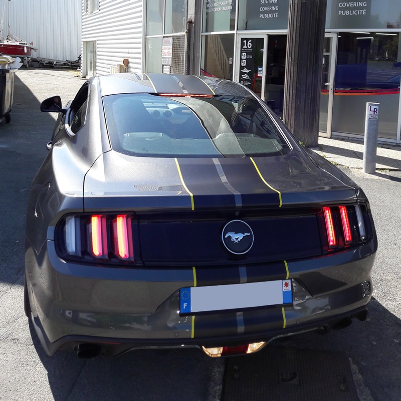 Stickers voiture Ford Mustang bande double liserets extérieurs kit capot coffre toit