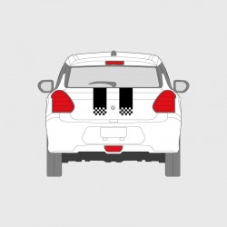 Stickers voiture Suzuki Swift bande double damier dégradé coffre