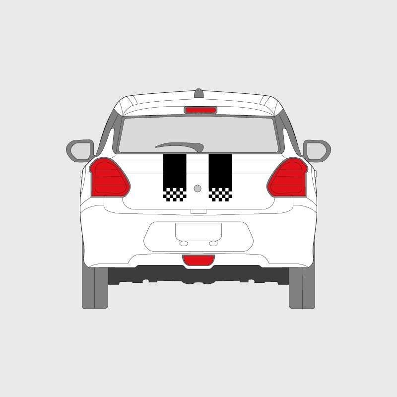 Stickers voiture Suzuki Swift bande double damier dégradé coffre