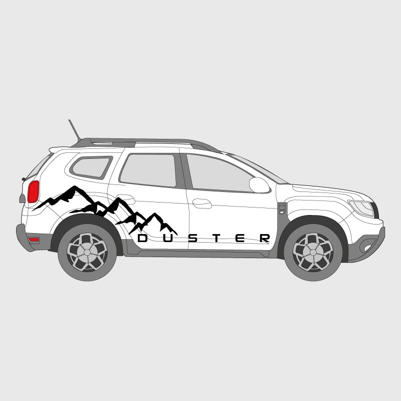 Sticker long montagne et logo latéral de Dacia Duster