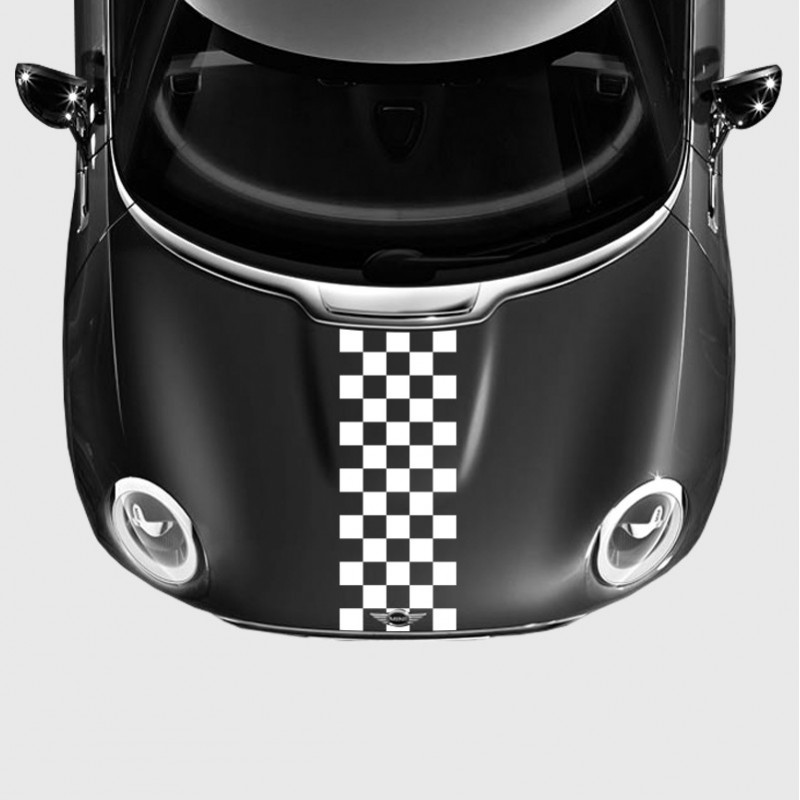 Stickers bandes damier déco capot pour votre Mini Stickers bandes damier déco capot pour votre Mini